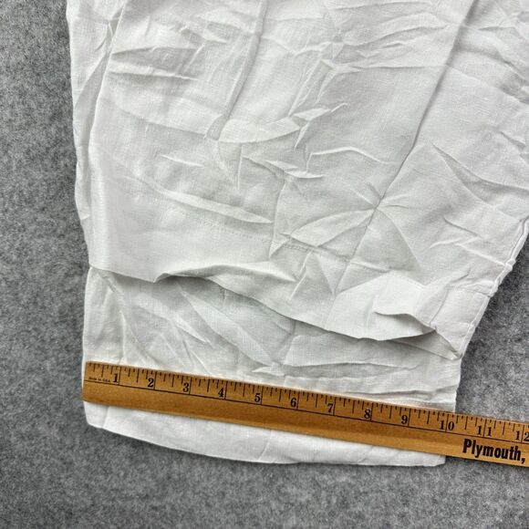 Tahari Pull On Linen Pants Womens M White Wide Leg Elastic Waist Pockets Beach - Picture 11 of 13